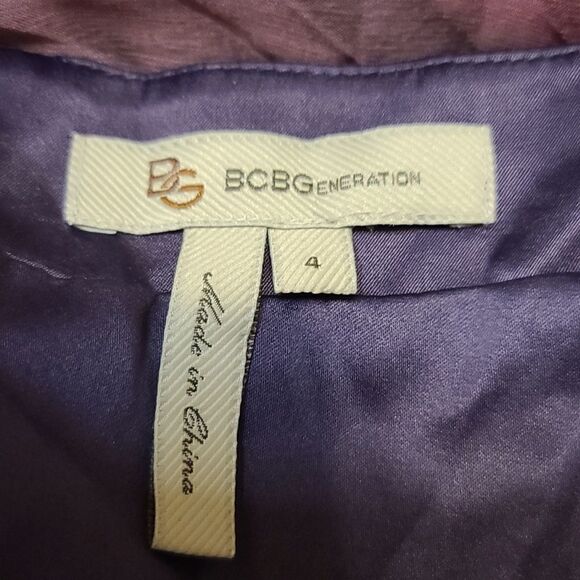 BCBGeneration Purple Pink Pleated Chiffon Halter Dress Size 4 - Picture 5 of 6